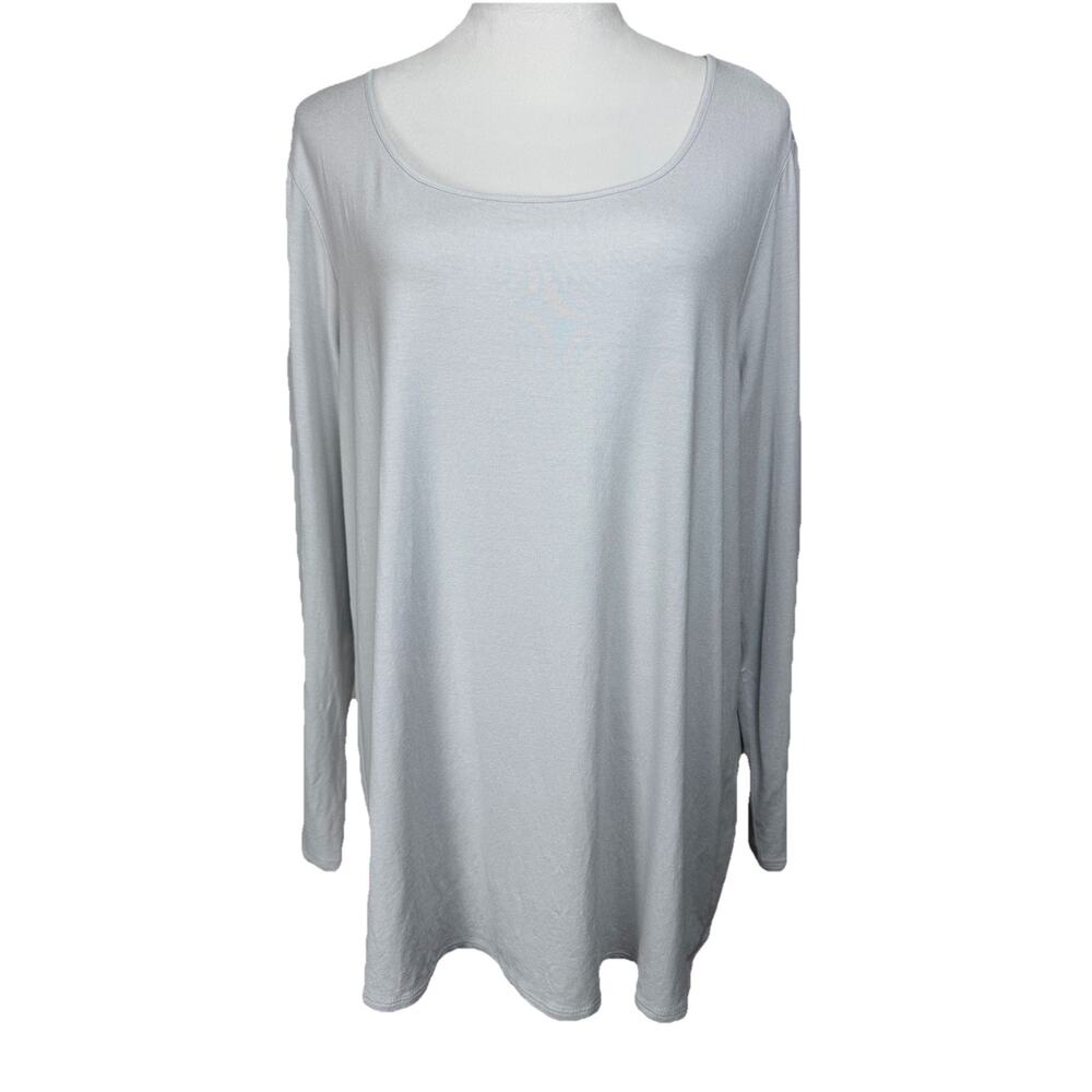 J.Jill Stretch Plus Sz 2X Pullover Top Long Sleeve‎ Scoop Neck Soft Flowy Gray